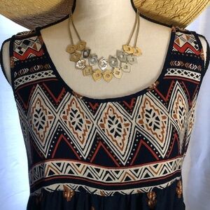 🎄 Angie romper boho  style navy geometric SZ M